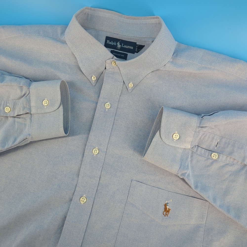 Ralph Lauren Mens 3XLT Tall Light Blue Cotton Oxford Button Down Shirt 1043